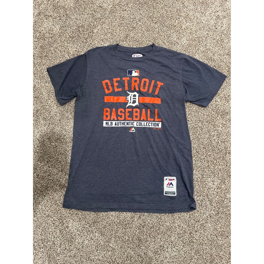 Majestic Detroit Tigers MLB Authentic Collection Baseball T-Shirt Gray Mens M